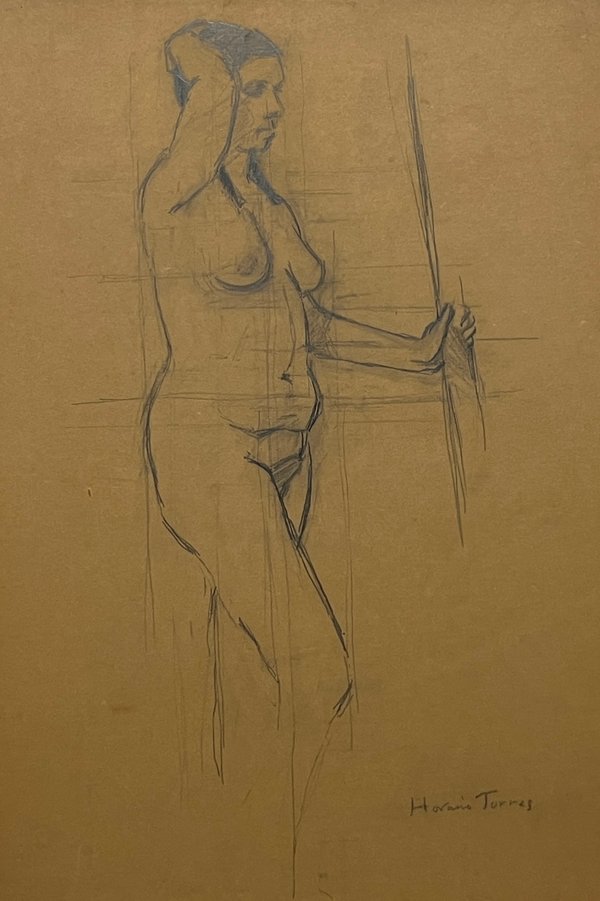 Dibujo "Desnudo" de Horacio Torres - Lápiz sobre Papel 62x45 cm