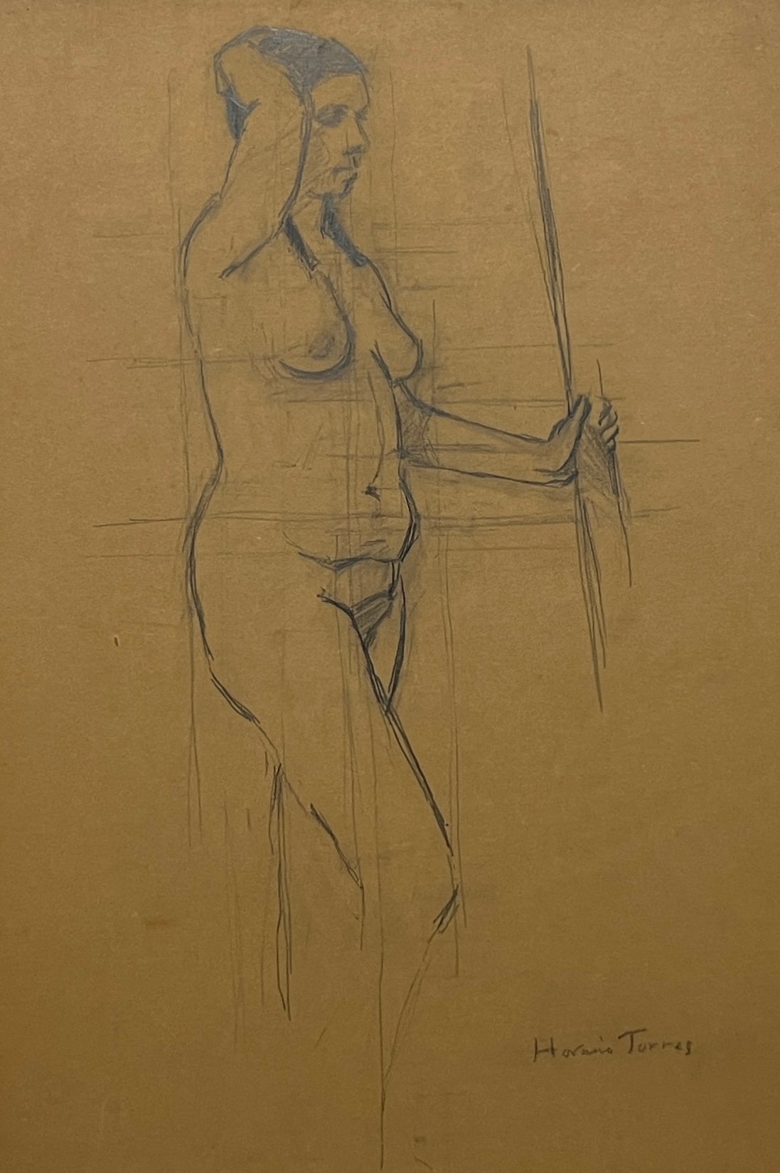 Dibujo "Desnudo" de Horacio Torres - Lápiz sobre Papel 62x45 cm