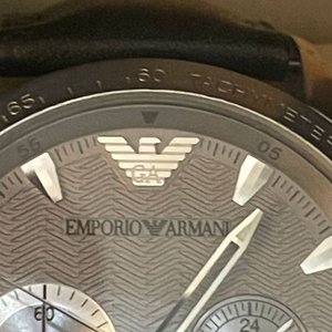 Reloj Cronógrafo Emporio Armani AR0635 Acero Inoxidable Esfera Plateada Cuero Negro - imagen 3