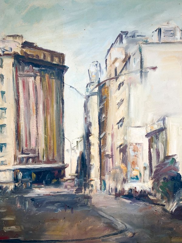 Pintura al óleo de calle y edificios en Ciudad Vieja - imagen 3