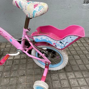 Bicicleta Infantil Barbie R12 Blanca y Rosa con Ruedas de Apoyo - imagen 2