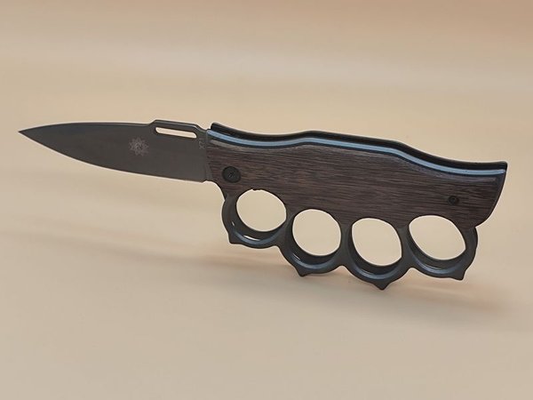 Navaja Táctica Plegable con Estructura Metálica y Empuñadura de Madera - imagen 6