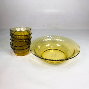 Set de 7 Piezas de Vidrio Hialino Color Ámbar: Bowl Grande y 6 Compoteras - imagen 2