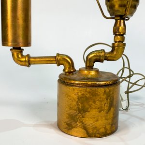 Lámpara Artesanal de Metal Dorado con Depósito Lateral (Sin Pantalla) - imagen 2