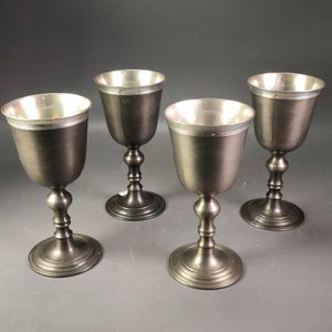 Juego de 4 Copas Vintage de Peltre "Minas Gerais" - 16cm Alto - imagen 2