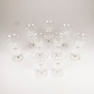 Nueve Copas de Cristal Hialino Tallado - imagen 2