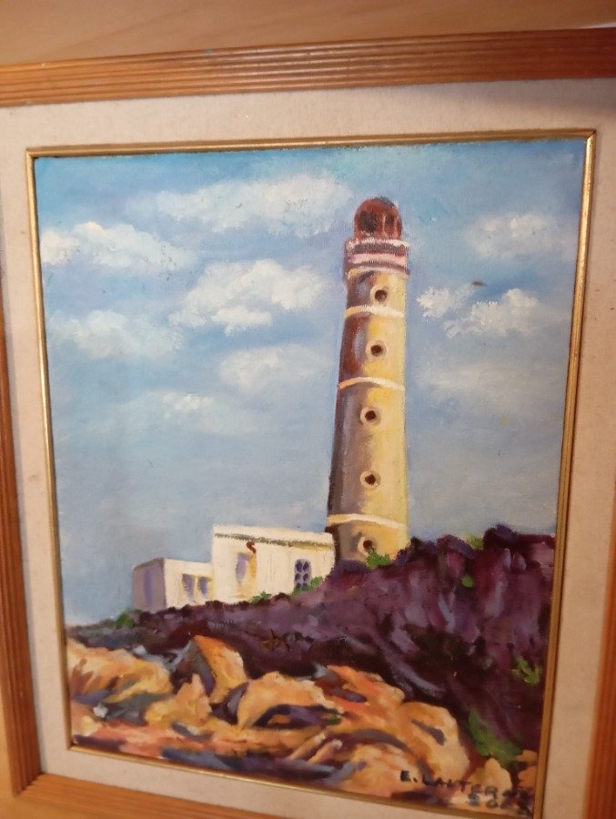 Pintura al Óleo de Faro y Paisaje - imagen 4