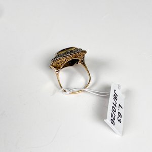 Anillo Antiguo Oro y Plata con Piedra Violeta Tallada - imagen 4