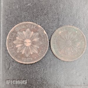 Dos Monedas Uruguay: 2 y 4 Centésimos, 1869 - imagen 5