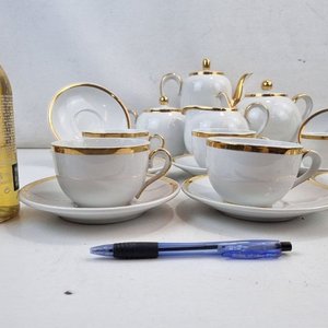Juego de Servicio de Porcelana Olmos Blanco con Detalles Dorados - 25 Piezas - imagen 8