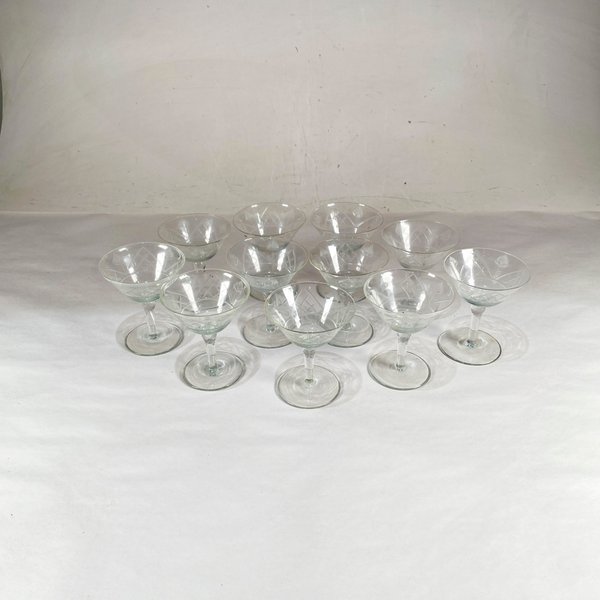 Once Copas de Cristal Tallado Hialino Estilo Vintage - imagen 1