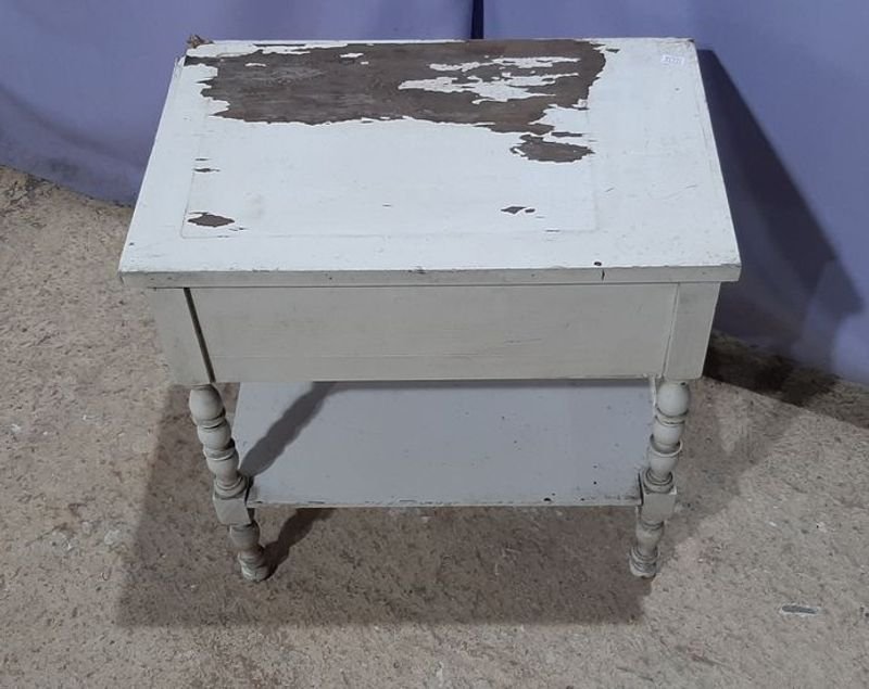 MESA DE LUZ PINTURA BLANCA CAJON/ESTANTE - imagen 3