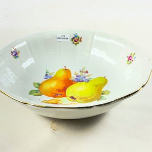 Ensaladera de Porcelana Alemana con Diseño de Frutas y Borde Dorado - imagen 2