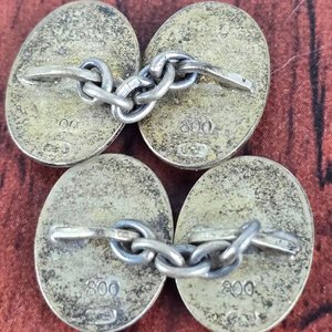 Par de Gemelos Ovalados en Plata 800 con Madre Perla - imagen 2