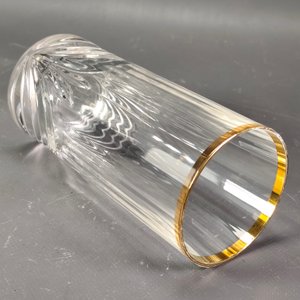 Seis Vasos Altos de Cristal Grueso con Borde Dorado y Diseño en Relieve - imagen 7