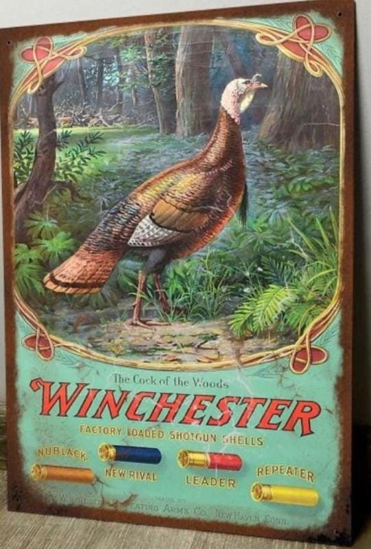 Lote siguiente: Cartel chapa decorativo de cartuchos Winchester