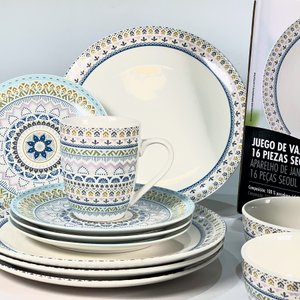Juego de Vajilla de Losa Blanca con Decoración Floral para 4 Personas - 16 Piezas - imagen 2