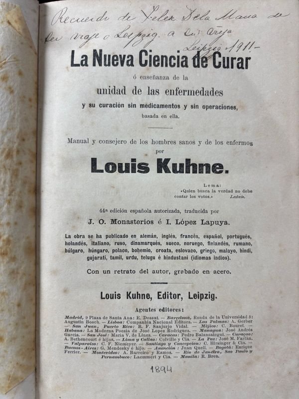 Libro de Medicina por Louis Kuhne en 1894 - imagen 2