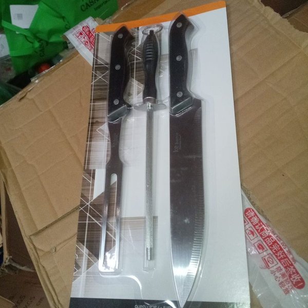 Set Triple de Cuchillos y Chaira KE Home