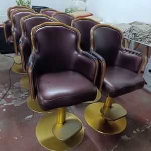 Butacas Giratorias de Cuero Marrón con Base y Posapié de Aluminio Fundido - imagen 3