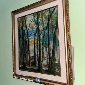 Cuadro Pintura "Motivo Bosque" con Marco Dorado - imagen 3