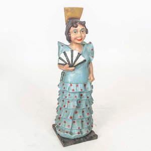 Lote siguiente: Guarda Botella Figura Mujer Española de Madera con Abanico