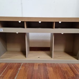 Mueble Bajo Rack para TV en Melamina Clara y Roble con Estante Superior - imagen 1