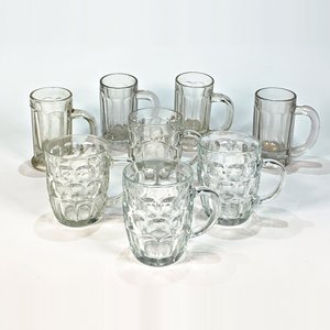 Juego de 8 Vasos Cerveceros de Vidrio Transparente con Cuerpo Prensado - imagen 2