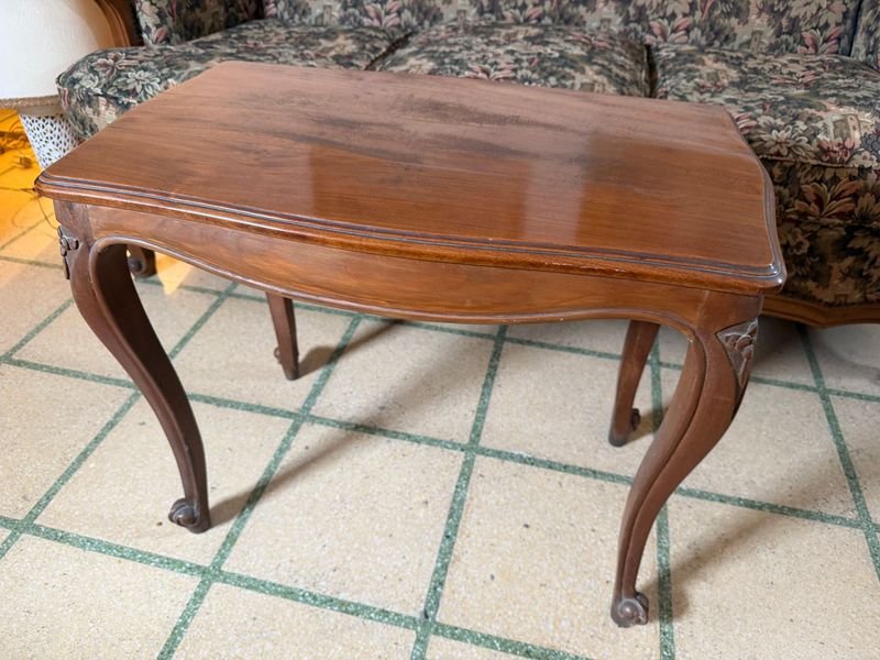 Mesa Auxiliar Estilo Luis XV Madera Maciza