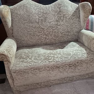 Sillón Antiguo de Dos Cuerpos Tapizado en Gobelino - imagen 5