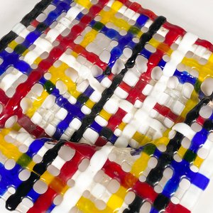 Centro de Mesa Artístico en Vidrio Multicolor Tejido - imagen 3