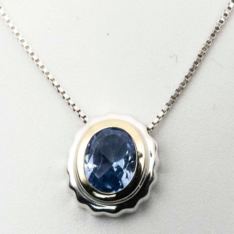 Cadena y Colgante de Plata con Topacio Azul