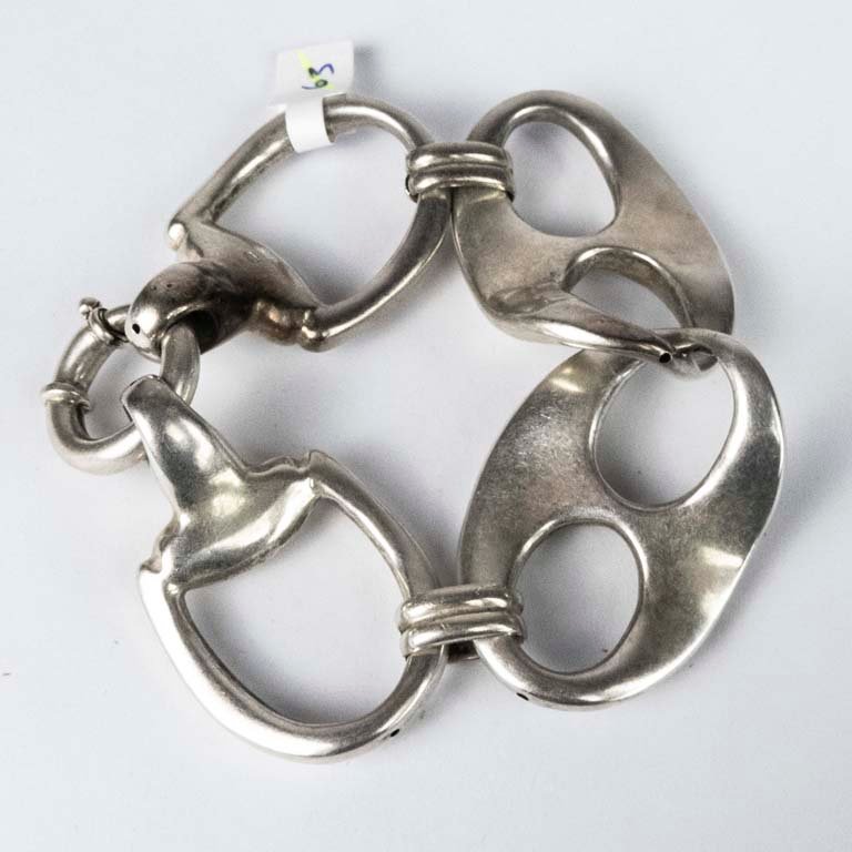 Pulsera de Plata Hueca Estilo Ecuestre - 20 cm