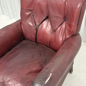 Sillón de Cuero Genuino Bordeaux para Restaurar - imagen 5