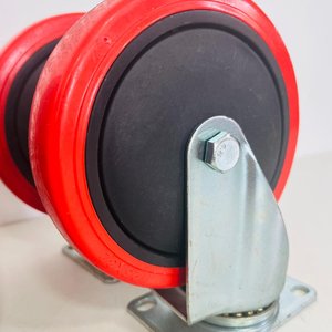 Set de 4 Ruedas Giratorias Rojas de 12cm - imagen 3