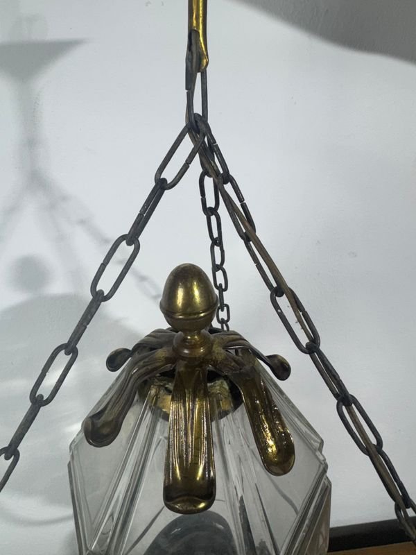 Antiguo colgante en bronce con tulipa - imagen 4
