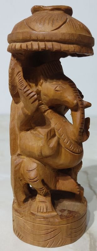Talla en madera de Ganesha Ganpati, dios elefante hindú - imagen 3