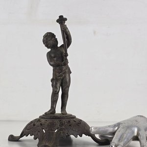 Antigua Base de Lámpara de Bronce con Figura de Cupido - imagen 2