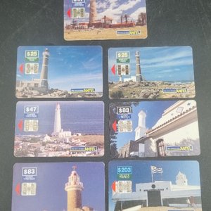 Lote siguiente: Lote de 7 Tarjetas Telefónicas Antel de Uruguay con Faros