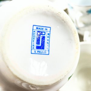 Juego de Té y Café en Cerámica Verde y Blanca con Detalles Florales - imagen 5