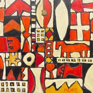 Oleo "Constructivo" de Edwin Studer - 34 x 44 cm - imagen 1