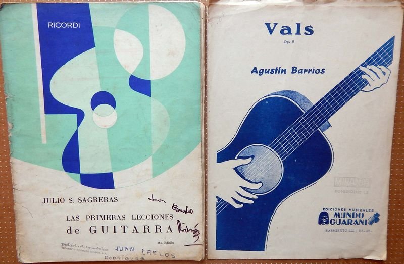 Libro Las Primeras Lecciones de Guitarra Flamenca de Julio Sagreras y Vals Op. 8 de Agustín Barrios