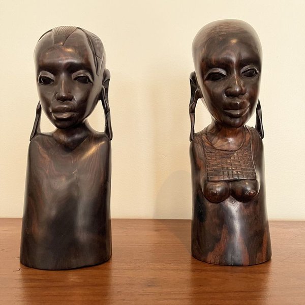 Tallas africanas de madera maciza, arte africano - imagen 1