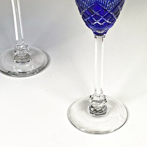 Juego de 4 Copas de Cristal Tallado Color Azul y Verde - imagen 4