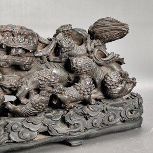 Figura Estilo Asiático Perro Foo con Cachorros en Resina - imagen 5