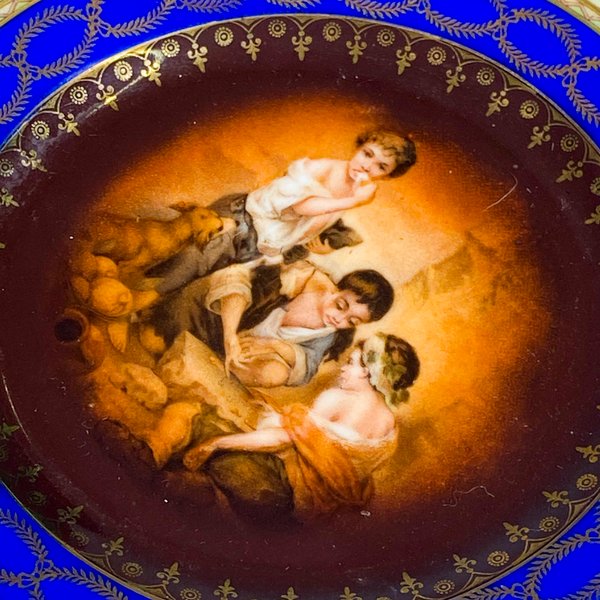 Juego de porcelana viejo viena, plato masas y platillos 7 piezas - imagen 3