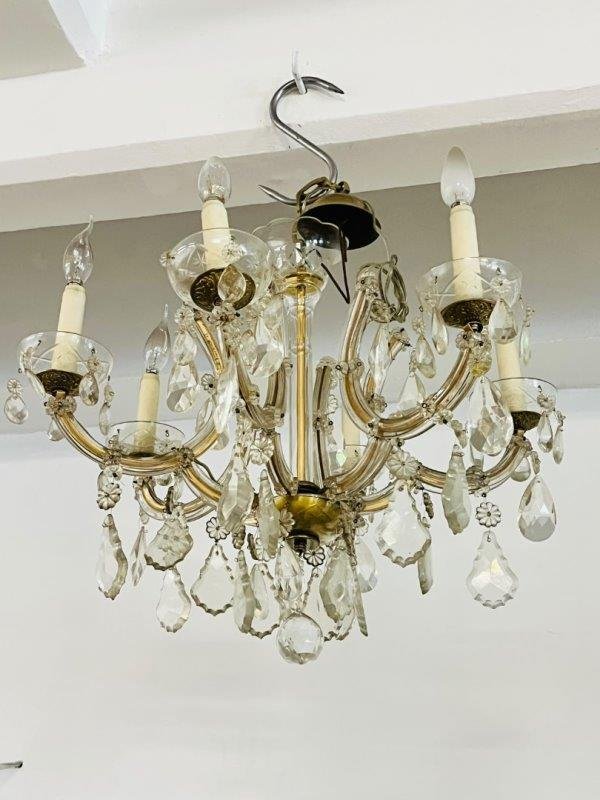 Araña de Cristal Estilo María Teresa Seis Luces con Almendras