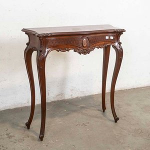 Consola Francesa Antigua Tallada Madera Oscura - imagen 1