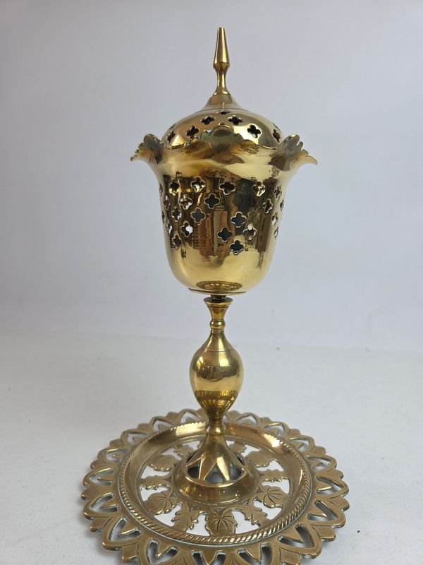 Lámpara de aceite de bronce con pedestal - imagen 3