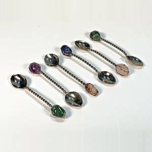 Juego de Cristalería y Accesorios Vintage: 14 Piezas en Vidrio Ámbar y Metal con Piedras - imagen 4